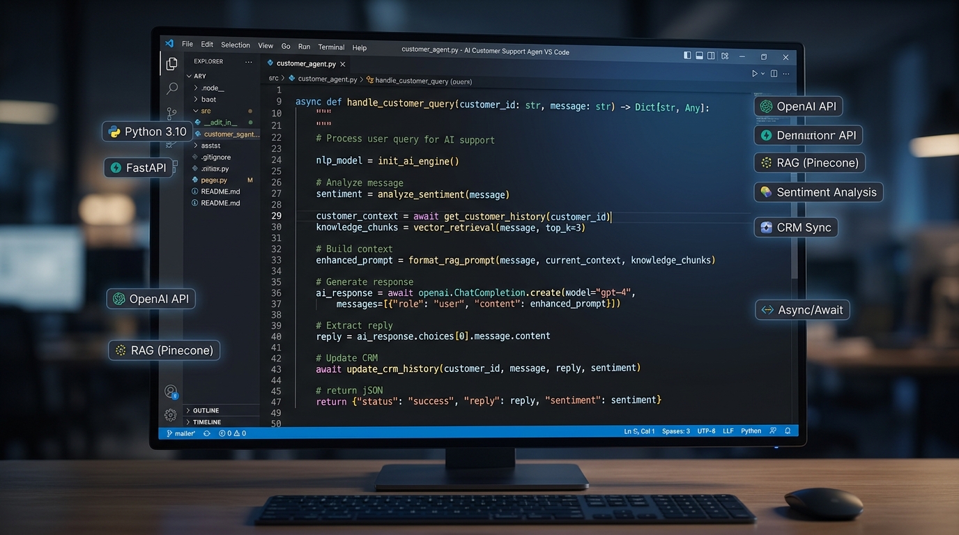AI Customer Support Agent Code Implementation in Python