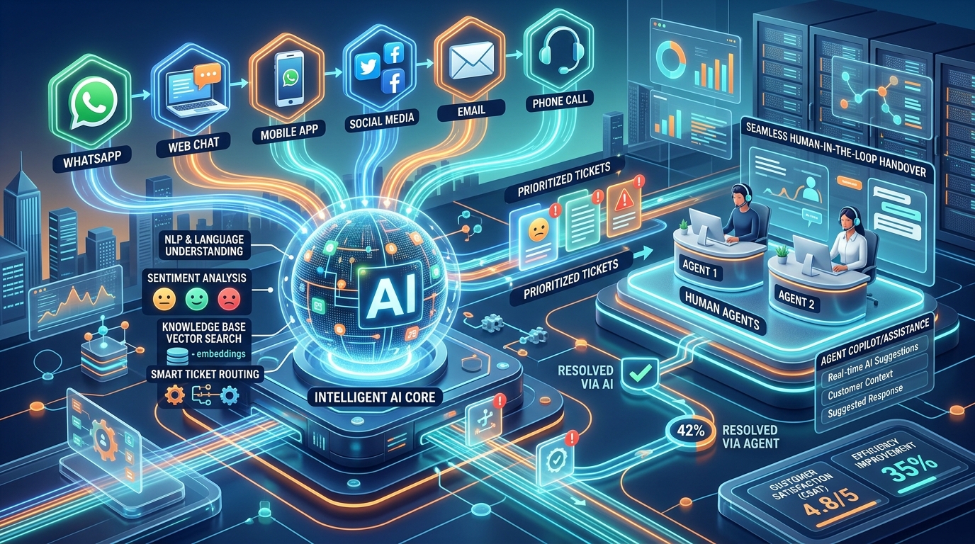Omnichannel AI Customer Service Architecture and Workflow